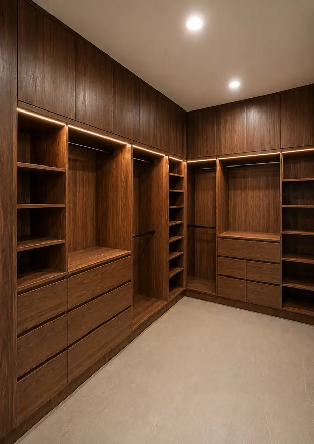 Vestidor en madera de nogal oscuro