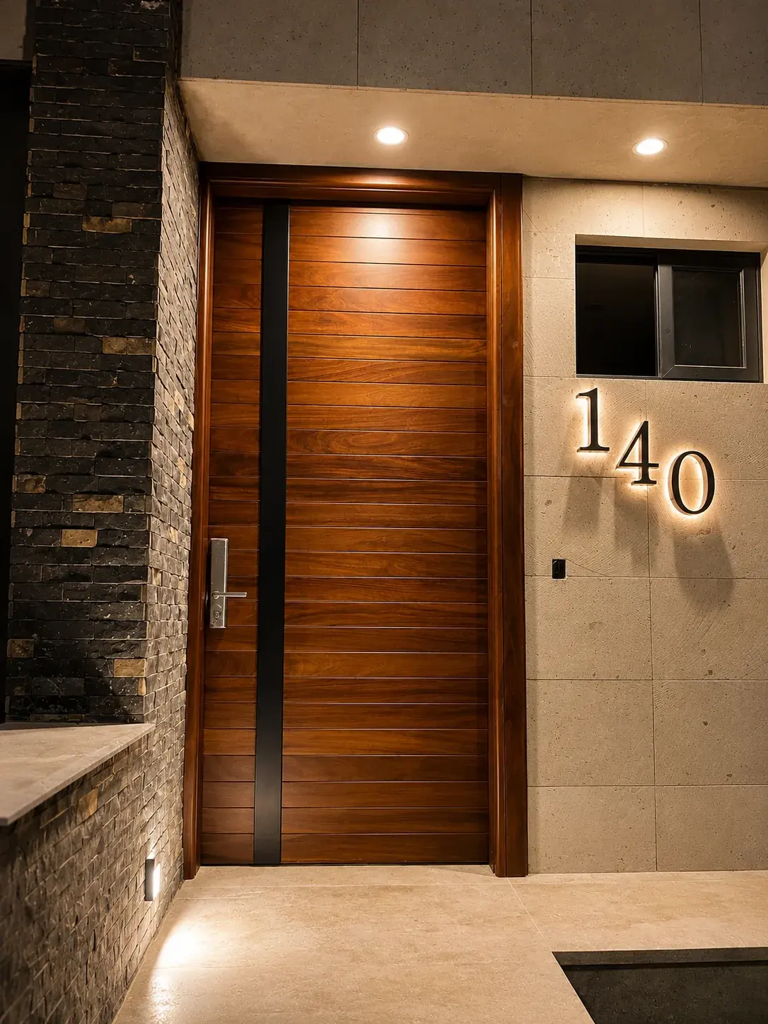 Puerta principal a medida en madera de parota